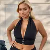 Top de tirantes puro deseo con copas abiertas espalda descubierta cuello halter para mujer verano corte ajustado entallado cintura top corto sexy para chica top sexy t