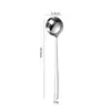 Cuchara de Acero Inoxidable 304 con Mango Largo Cuchara para Comer en Casa Espesada Estilo Coreano Redonda para Postre y Remover