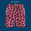 Pantalones de Playa Deportivos de Verano para Hombre, Pantalones Grandes Estampado de Leopardo, Holgados, Finos, de Secado Rápido, Pantalones Cortos Florales de Cinco Puntos Hawaianos Americanos de Moda