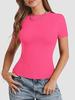 Camiseta esportiva justa e de secagem rápida para corrida, casual e transfronteiriça, para todas as combinações, de manga curta, slim fit, para meninas, top europeu e americano