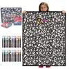 Manta de colorir lavável para rabiscos DIY pais e filhos, manta de colorir educativa para educação infantil, manta de pintura interativa para preencher com cores