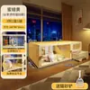 Gabinete para Gatos con Balcón Panorámico Villa con Arenero y Baño Integrados Espacio Extra Grande Interior para el Hogar Una Recámara, Una Sala de Estar y Un Baño