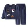Pijama para niños, conjunto de dos piezas de forro polar con mangas largas, holgado, otoño e invierno, elegante y casual, para niñas mayores