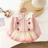 Traje de Niña, Estilo Preppy, Nuevo Estilo Otoño e Invierno, Suéter de Solapa Grande, Falda a Cuadros, Uniforme JK para Niños, Elegante Conjunto de Dos Piezas