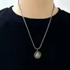 Colgante de Plata de Ley S925 Vintage Amarillo Dios de la Riqueza Estilo Tibetano Vajra Doble Cara Colgante de Collar Unisex de Gama Alta Versátil