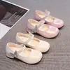 Zapatos de Cuero para Niñas 2024 Nuevo Estilo Coreano Zapatos de Princesa con Lazo de Cristal con Velcro para Niñas Zapatos Individuales de Punta Redonda niños
