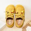 Zapatos de Cuero para Niñas Nuevos Retro Borla Todo Incluido Zapatos Birkenstock Primavera y Otoño 2025 Zapatos Princesa Doudou Zapatos de Bebé
