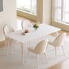 Mesa de Comedor y Sillas de Pizarra Blanca Pura Crema para Apartamentos Pequeños Moderna Simple Lujo Ligero Hogar Minimalista Combinación de Mesa Rectangular