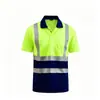 Polo Reflectante de Dos Tonos con Cuello de Solapa de Manga Corta Ropa de Trabajo de Advertencia para Reparación de Emergencia Municipal Ligera de Secado Rápido Camisa de Trabajo de Seguridad