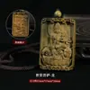Pingente Unilateral de Sândalo Verde Esculpido de Guanyin de Mil Mãos, Artesanato Esculpido dos Oito Grandes Protetores, Enfeite para Pendurar no Carro