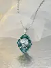 Collar Versátil Estilo Palacio de Plata de Ley S925 Lujo Ligero Retro Forma de Diamante Goteo de Aceite Cuatro Garras Ágata Ovalado