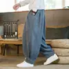 Calças Casuais Masculinas Acolchoadas de Veludo Estilo Chinês de Sarja Tamanho Grande Soltas Bloomers Calças Casuais Outono/Inverno 2025