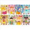 CM2404011 Dibujos Animados Infantiles Lindos Fiesta de Cumpleaños Interactivo Padres e Hijos Educativo Rompecabezas DIY Pegatinas para la Cara