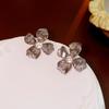 Prata Pin Diamante Cristal Brincos Flor Coreano Requintado All-match Brincos Nicho Design Sense Brincos para Mulheres Atacado