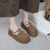 Mocasines sin cordones 2023 Invierno nuevos zapatos cálidos acolchados de algodón zapatos de felpa forrados de vellón zapatos de guisantes de suela gruesa