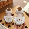 Sandalias de Verano para Niñas con Punta Cerrada, Suela Suave, Antideslizantes, Estilo Princesa, Bordado Floral, Zapatos para Niños Pequeños, Versión Coreana, Lindas Sandalias de Bebé