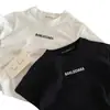 Camiseta de Verão Nova Estilo Manga Curta Algodão Puro com Estampa de Letras Estilosa para Meninos e Meninas, Camiseta Estilosa Gola Redonda Estilo Coreano