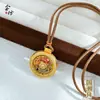 Pingente Rotativo de Ouro com Areia de Peixe Duplo com Cravação de Diamante Galvanizado, Bússola Rotativa Oca Banhada a Ouro, Colar Estilo Chinês, Versátil, Luxo Leve, Requintado
