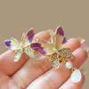Super Fairy Flower Tassel Hairpin Advanced Sense Small Fresh Oil Drop Hairpin Clip Clipe de bico de pato de cabelo quebrado lateral antigo feminino