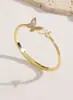 Moda Transfronteriza Europea y Americana Exquisito Conjunto de Anillo y Pulsera Completa de Diamantes Mariposa Madreperla Abrible Joyería de Mano de Pulsera de Lujo Ligero de Gama Alta