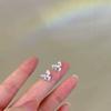 Hielo Cristal Transparente Diamante Triturado Pendientes de Tachuela Estudiante Pendientes para Mujer Temperamento Celebridad de Internet Douyin Estilo Caliente Nicho Sentido de Alta Gama Pendientes Joyería para Orejas