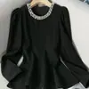 Elegante y Lujosa Blusa para Mujer con Detalles de Perlas, Nuevo Estilo Otoño 2026, Exquisita y Sofisticada Prenda de Manga Larga