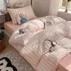 Estilo Muji novo conjunto de três peças macio e amigável à pele conjunto de quatro peças lençol capa de edredom conjunto de três peças para dormitório estilo lençol com elástico