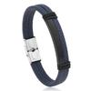 E-commerce transfronterizo estilo punk pulsera de acero inoxidable para hombre de cuero liso pulsera de pareja de moda simple al por mayor