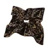 Lenço Quadrado com Estampa de Leopardo para Outono e Inverno, Faixa de Cabelo Quadrada, Corda de Cabelo Quadrada Estilo Coreano para Rabo de Cavalo Baixo, Elástico de Cabelo, Faixa de Cabeça