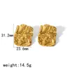Pendientes elegantes de moda de diseño retro estilo europeo y americano, pendientes geométricos plisados de acero inoxidable chapado en oro de 18 quilates para mujer