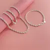 Joias de comércio exterior banhadas a prata 4MM colar torcido conjunto de pulseira