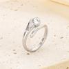 Anillo abierto de gota de agua suave de moda europea y americana, joyería de comercio exterior transfronterizo, anillo de diamantes de acero inoxidable con coma