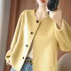 Popular abrigo de doble cara para mujer de lana de oveja, nuevo diseño de otoño e invierno, chaqueta corta de cárdigan de lana de cachemir Melard