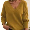Suéter Pulóver de Punto Casual Versátil con Cuello en V Holgado para Mujer, Estilo Europeo y Americano Nuevo Transfronterizo 2025 para Mujer al por Mayor