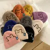 Gorro de Punto Cálido para Otoño e Invierno Lindo Oso de Dibujos Animados Bordado Gorro de Lana Estudiante Todo Fósforo Gorro Jersey Mostrando la Cara Gorro Pequeño para el Frío