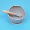 Venda quente transfronteiriça tigela de silicone para crianças tigela integrada para suplemento alimentar de bebê tigela com ventosa e colher tigela de silicone resistente a quedas para bebê comer