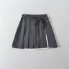 Falda plisada de cintura alta estilo preppy retro para mujer con aberturas laterales, botones y lazos, falda de línea A