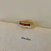 Anillo Abierto de Zirconia Bañado en Oro Real de 18 Quilates, Estilo de Nicho de Alta Gama, Anillo para Dedo Índice de Caballo Esmaltado, Joyería Versátil de Moda