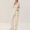 Chaqueta Cardigan con Cremallera Deportiva Casual para Mujer Otoño e Invierno Pantalones Rectos de Pierna Ancha de Cintura Alta Traje para Correr, Fitness, Yoga