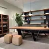 Mesa de Comedor Rectangular Grande Color Nogal, Mesa Irregular de Madera Maciza, Escritorio Creativo y Único, Escritorio Antiguo