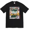 Camiseta Unisex de Manga Corta Supreme Trendy Streetwear Milán Algodón Puro Peso Pesado Clásica Suelta Versátil con Letras