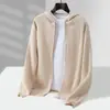 Cardigan Masculino de Lã com Zíper Malha Grossa de Sete Fios Ponto Plano Confortável Quente Outono/Inverno Novo Estilo Casaco Suéter com Capuz Manga Longa
