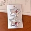Nuevos Accesorios para el Cabello de Niños Estilo Coreano para Otoño e Invierno, Pinzas para el Cabello de Estrella Corazón de Cuero Plateado Rellenas de Algodón, Ligas para el Cabello Lindas para Niñas
