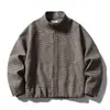 Chaqueta de lana a cuadros estilo vintage old money Rumeng para hombre y mujer, corte holgado, abrigo casual versátil para parejas en otoño