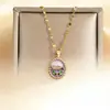 Collar Jardín de Monet para Mujer, Nuevo Estilo Chino Pintura al Óleo Vintage Colgante de Tulipán, Versátil Collar de Perlas de Alta Gama