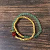 Pulsera de Rosario de Doble Círculo de Sándalo Dorado Estilo Nacional 8mm Pulsera de Garra de Gato para Dama Cuentas de Buda Wenwan Pulsera de Sándalo Verde Joyería