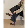 Outono 2026 Novo Estilo Britânico Moda Casual Sapatos Pequenos de Couro Sola Rasteira Sapatos Femininos Individuais