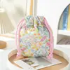 Nueva bolsa de cordón acolchada transfronteriza, bolsa de almacenamiento portátil y elegante, bolsa de maquillaje de cordón floral estilo coreano perezoso