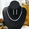 Brillante Collar de Diamantes Pendientes Novia Joyería de Boda Cadena de Garra de Moda Accesorios para Vestido de Banquete de Recién Casados Venta Directa de Fábrica