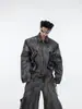 Conjunto Jeans Vintage Desgastado de Nicho Jaqueta Outerwear Wasteland Zíper Pesado Bolsos Grandes Calça Cargo Tendência 2026